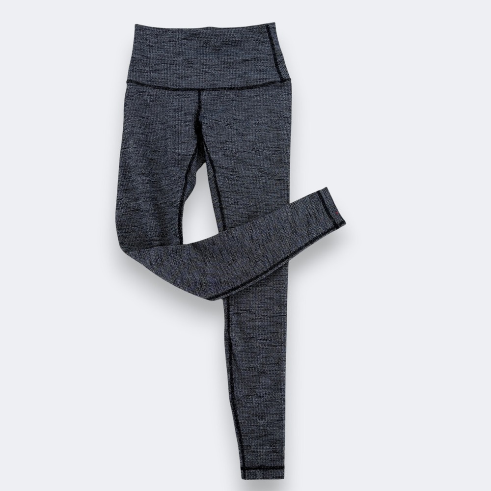 Lululemon Womens Wunder Under High Rise Leggings 6 Grey Black Yoga